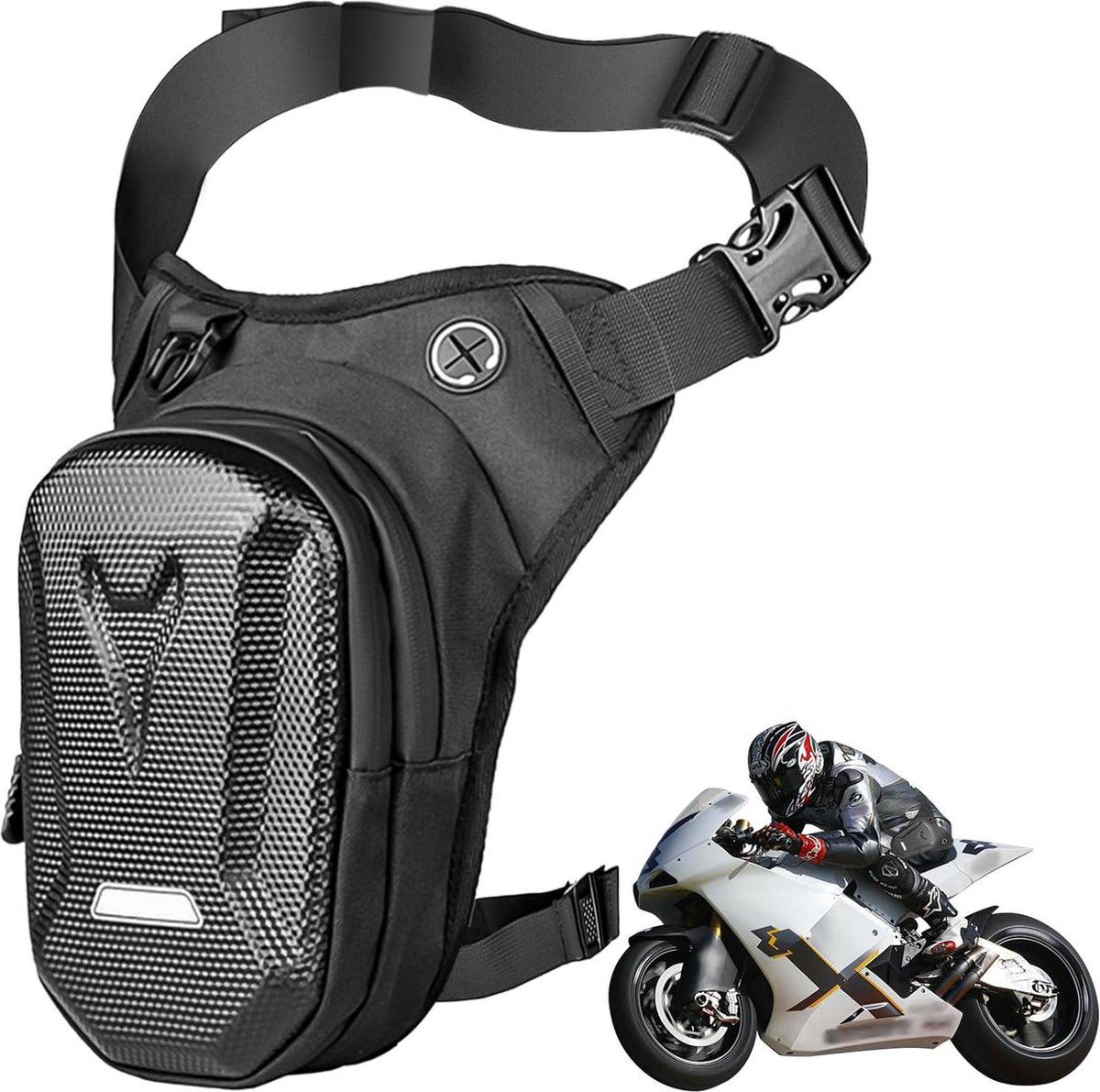 Waterdichte beenzak met harde schaal voor heren en dames - multifunctionele dijbeenzak voor motorfiets - zwart .