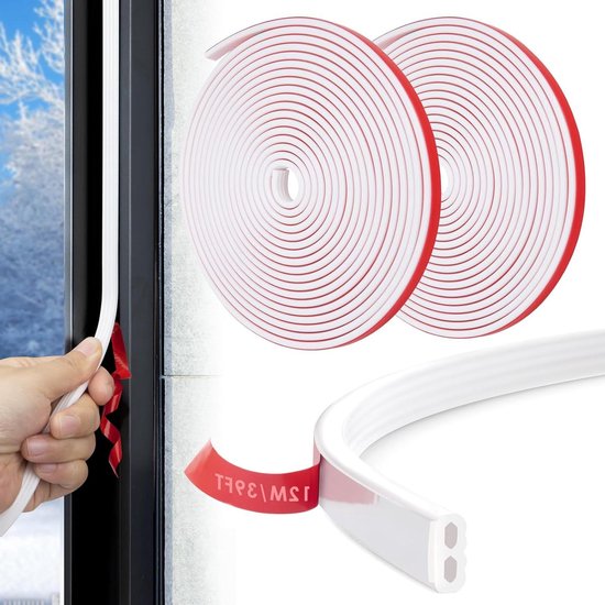 Tochtstrip deuren en ramen - 12 m siliconen deurisolatiestroop