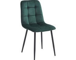 Soph & Tess - Pescara Eetkamerstoel - Eetkamerstoelen Set van 6 - Velvet - Groen