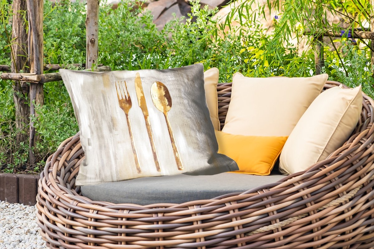 Buitenkussens - Verf - Goud - Bestek - 60x40 cm - Weerbestendig