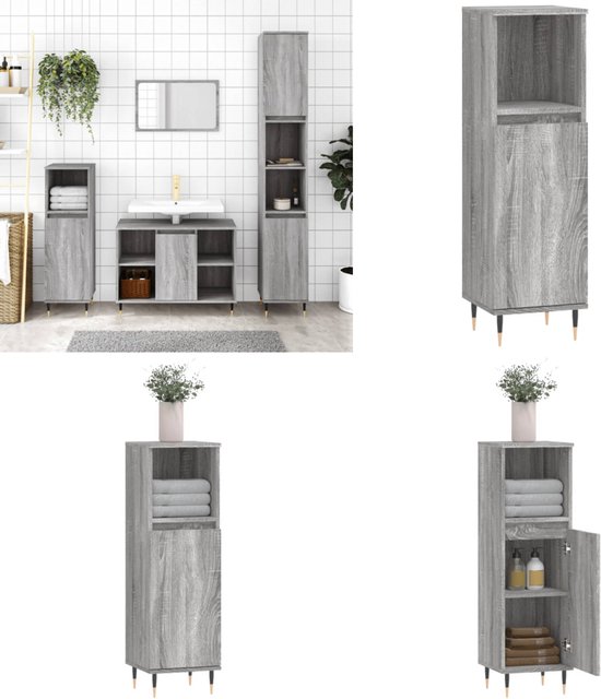 Armoire Salle De Bain Chêne Sonoma 30x30x100 Cm - Meuble Rangement Avec Porte