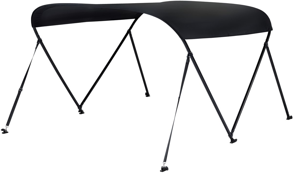 NALUX Biminitop 2 bogen zwart frame- Hoogte 110 cm -Breedte 150-170 cm