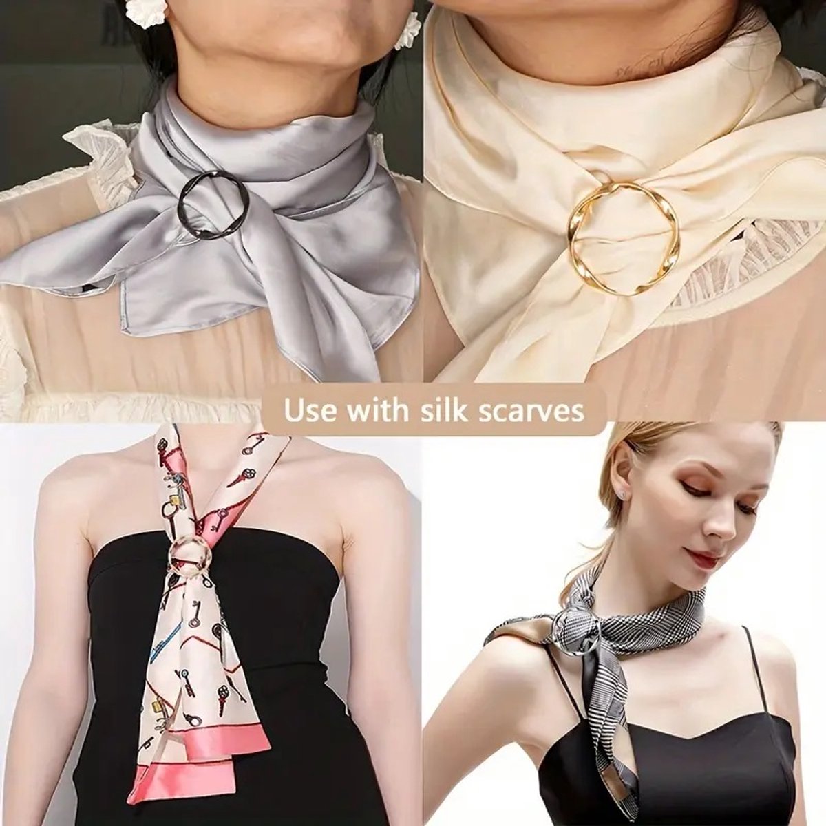 Zilver Goud Sjaal Ring Clip Jurk Doek Clips Hart Ronde T-shirt Tie Clip Sjaal Gesp Ringen Kleding Hoek Knoop Knoppen, Small, Roestvrij staal, Geen edelsteen