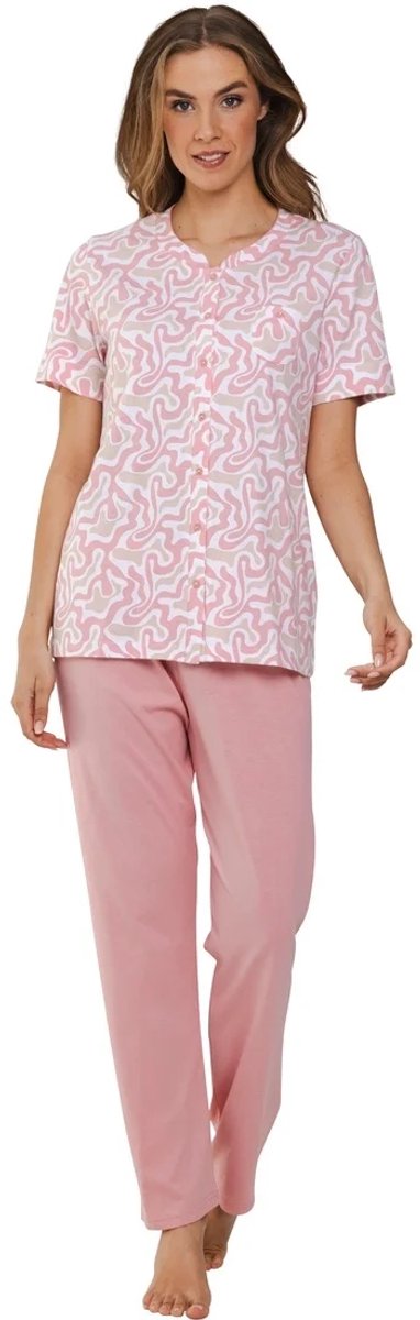 Pastunette Pyjama Coral Breeze - Katoen - Zalm - Doorknoop roze