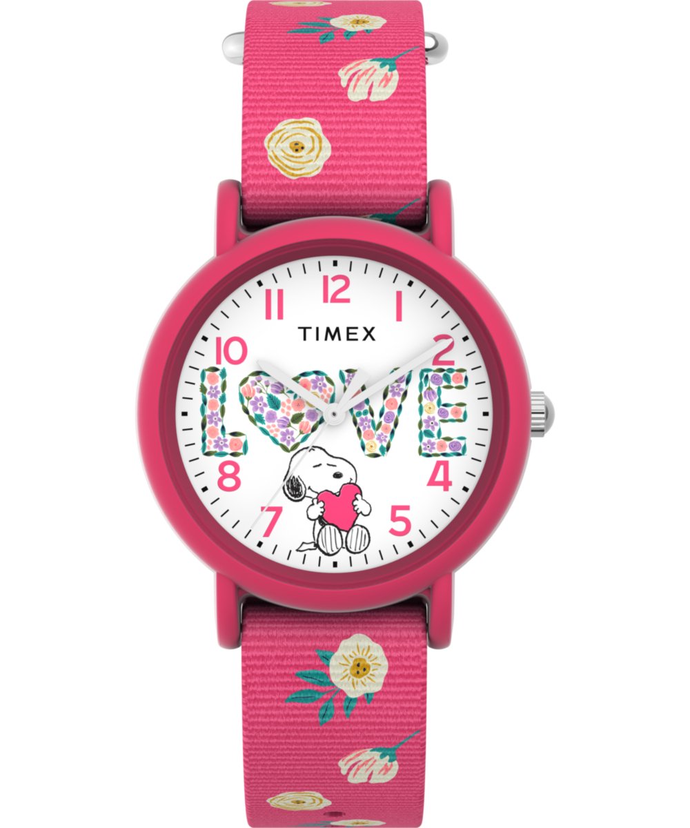 Timex Peanuts Weekender Color Rush TW2W83200 Horloge - Textiel - Roze - Ø 34 mm