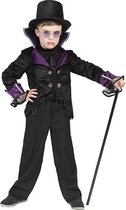 Funny Fashion - Vampier & Dracula Kostuum - Valdemar De Vampier - Jongen - Paars, Zwart - Maat 164 - Halloween - Verkleedkleding