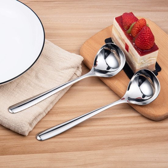 TANCUDER 4 stuks soeplepel roestvrij staal, 1/2/3/4 oz sauslepel metalen juslepel professionele serveerlepel kleine inmaaklepel keukengerei lepel met haak en lange handgreep om te koken, zilver TANCUDER 4 stuks soeplepel roestvrij staal, 1/2/3/4 oz sauslepel metalen juslepel professionele serveerlepel kleine inmaaklepel keukengerei lepel met haak en lange handgreep om te koken, zilver