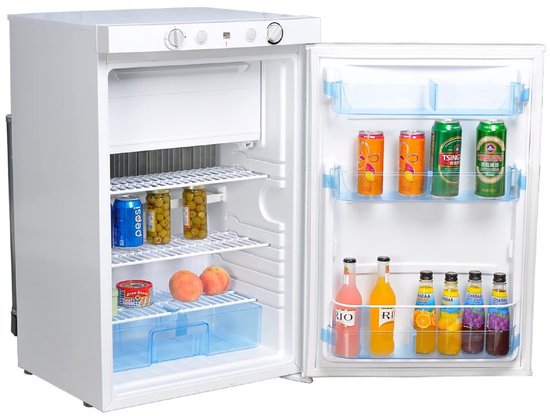 SMETA Gas Koelkast met vriesvak, Gas/230V, koel-vriescombinatie 175L, voor vakantiehuis, gite, garage, caravan, camper, wit