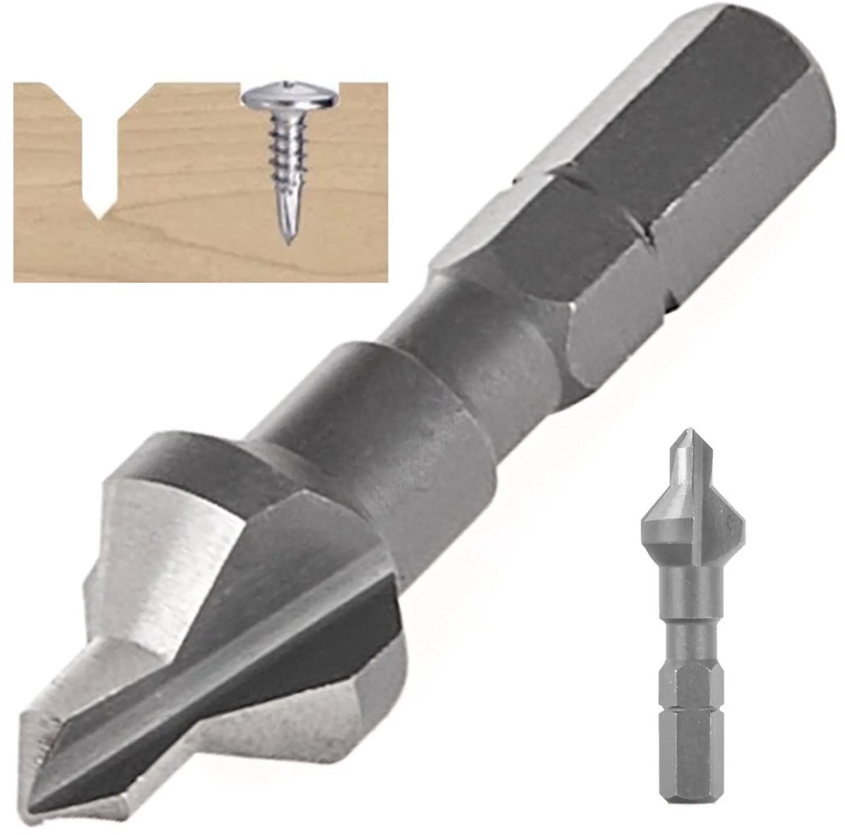 GEKO Countersink boor - HSS staal - 5/12 mm - 45° hoek - Hexagonale schacht