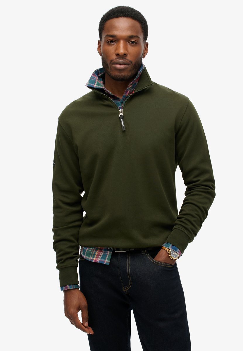 Superdry Utility sweatshirt met logo en halve rits Heren Truien Groen