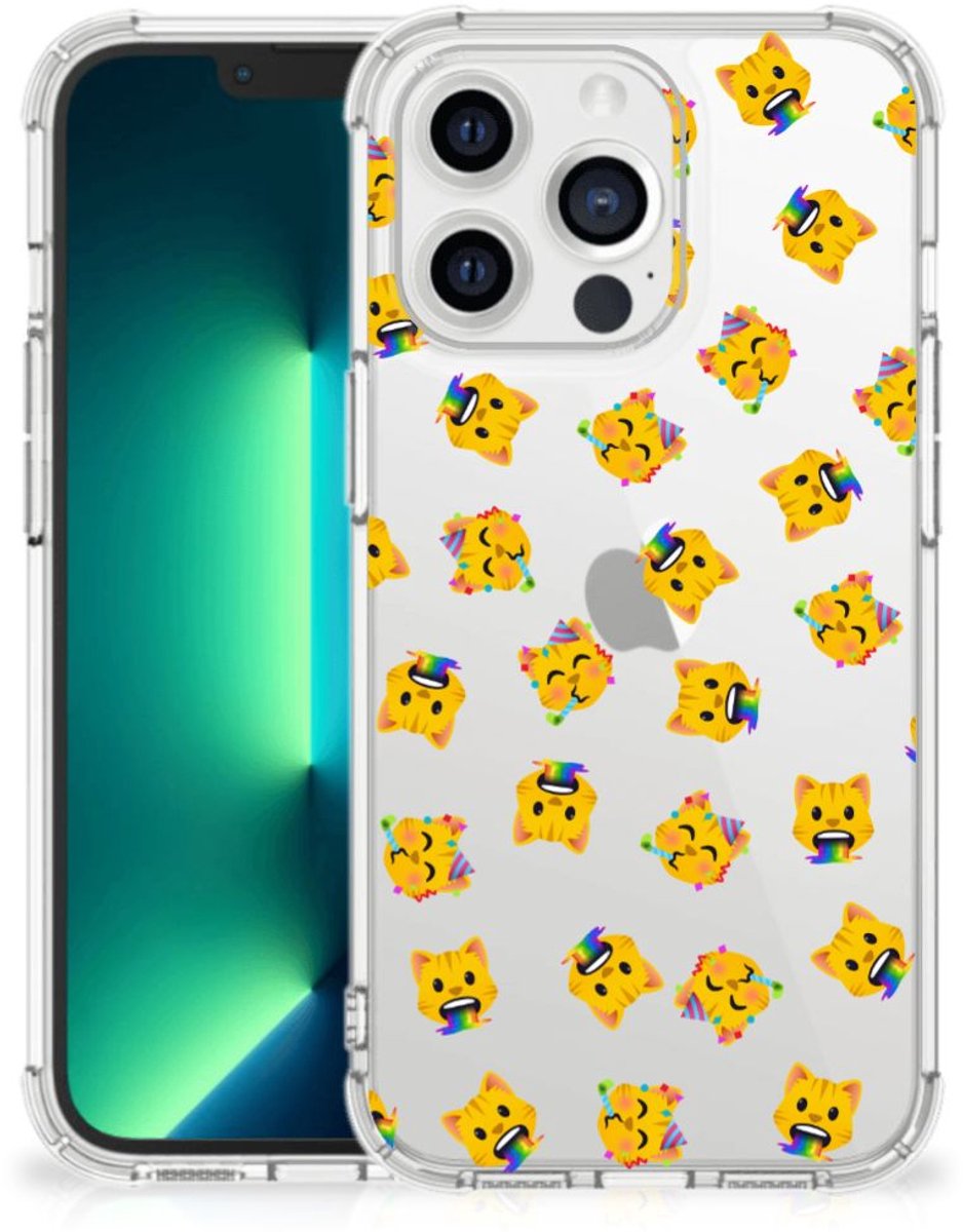 Doorzichtige Silicone Hoesje voor iPhone 13 Pro Max Katten Emojis