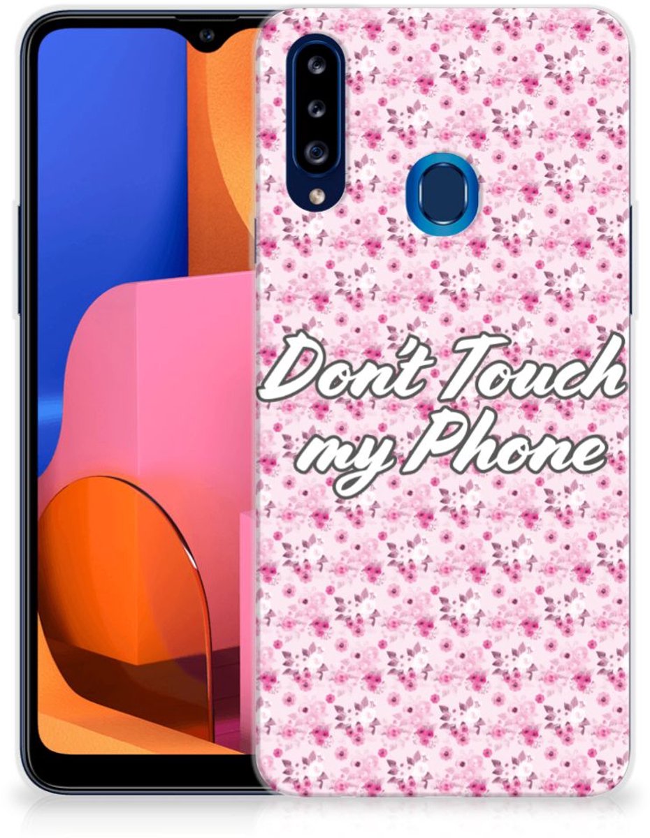 Samsung Galaxy A20s Silicone-hoesje Flowers Pink DTMP