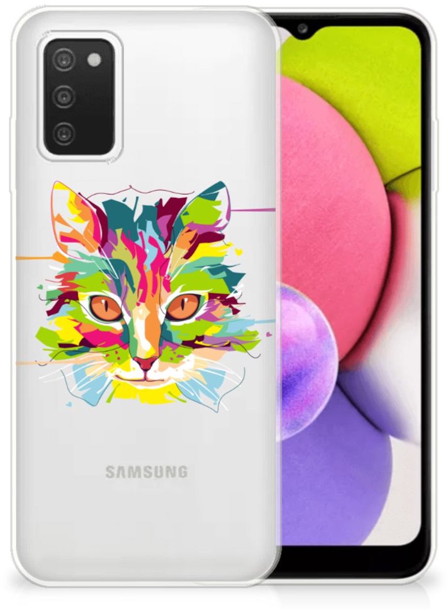 Samsung Galaxy A03S Telefoonhoesje met Naam Cat Color
