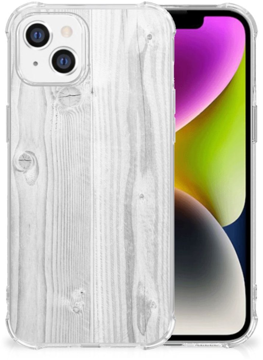 iPhone 14 Stevig Telefoonhoesje White Wood