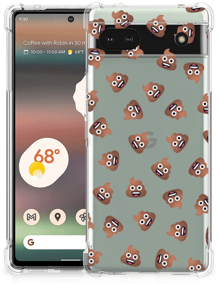 Doorzichtige Silicone Hoesje voor Google Pixel 6A Poep Emojis