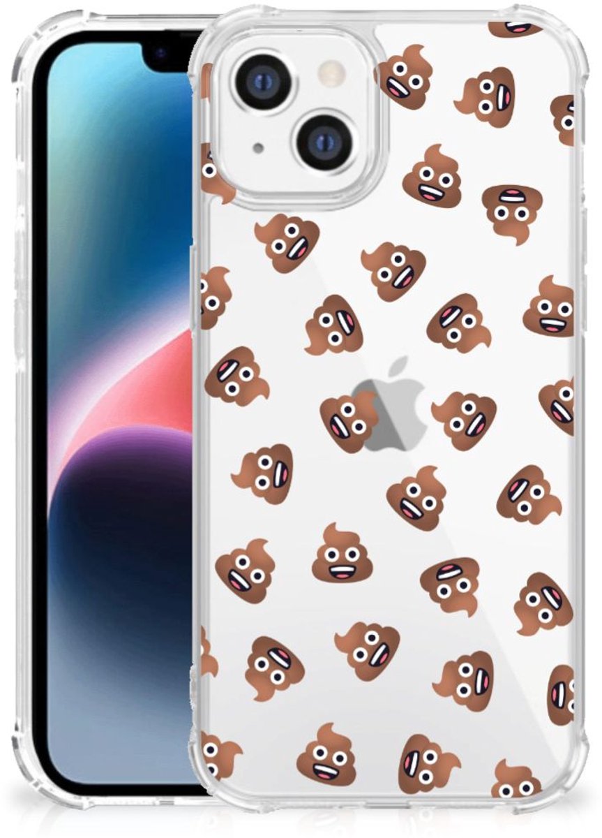 Doorzichtige Silicone Hoesje voor Apple iPhone 14 Plus Poep Emojis