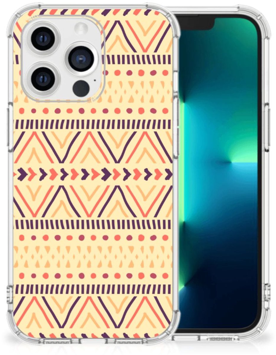 Back Cover voor Apple iPhone 13 Pro Doorzichtige Silicone Hoesje Aztec Yellow