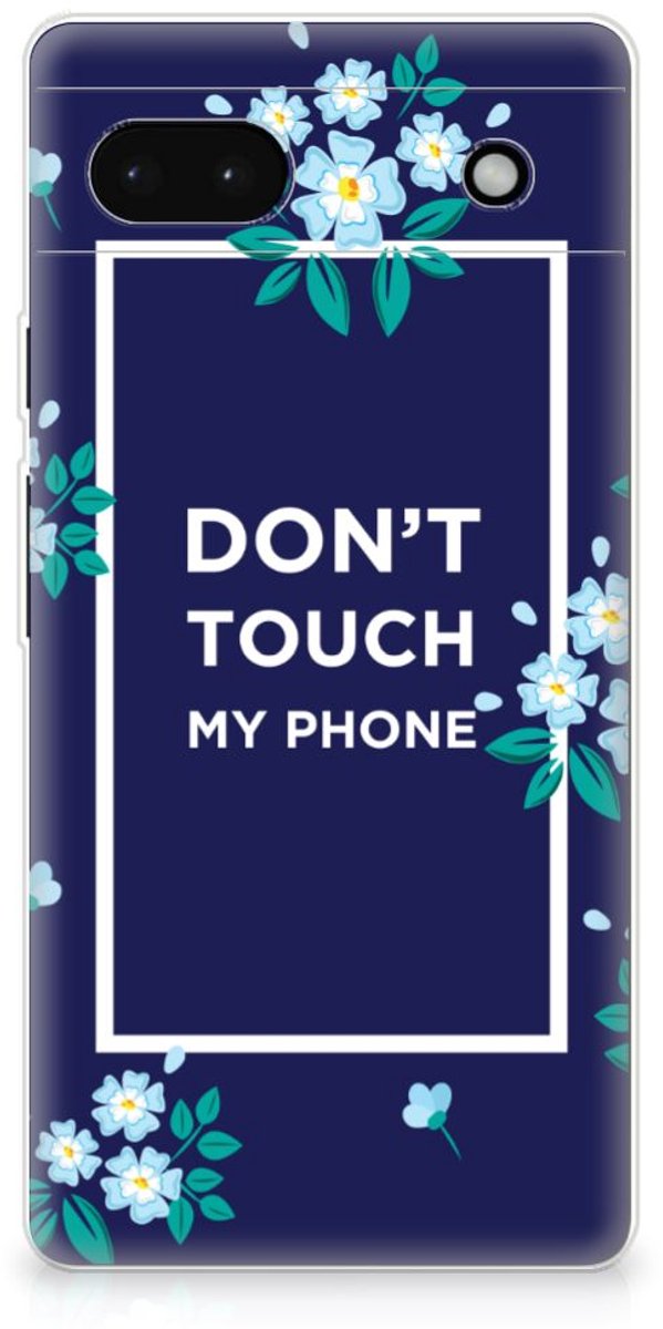 Google Pixel 6A Silicone-hoesje Flowers Blue DTMP
