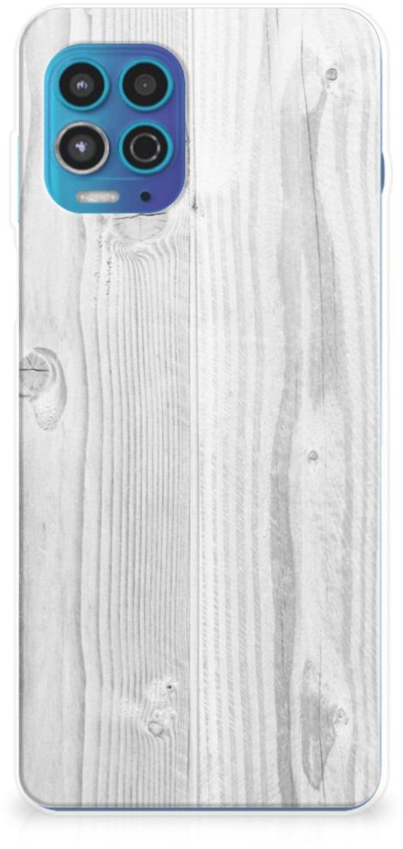 Motorola Moto G100 Bumper Hoesje White Wood