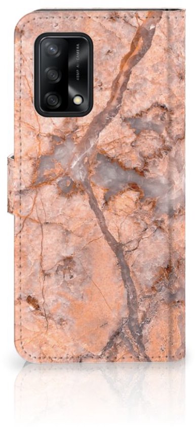 Etui Portefeuille OPPO A74 4G Couverture de Téléphone Marbre Oranje