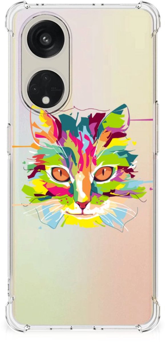 OPPO A98 Stevig Bumper Hoesje Cat Color
