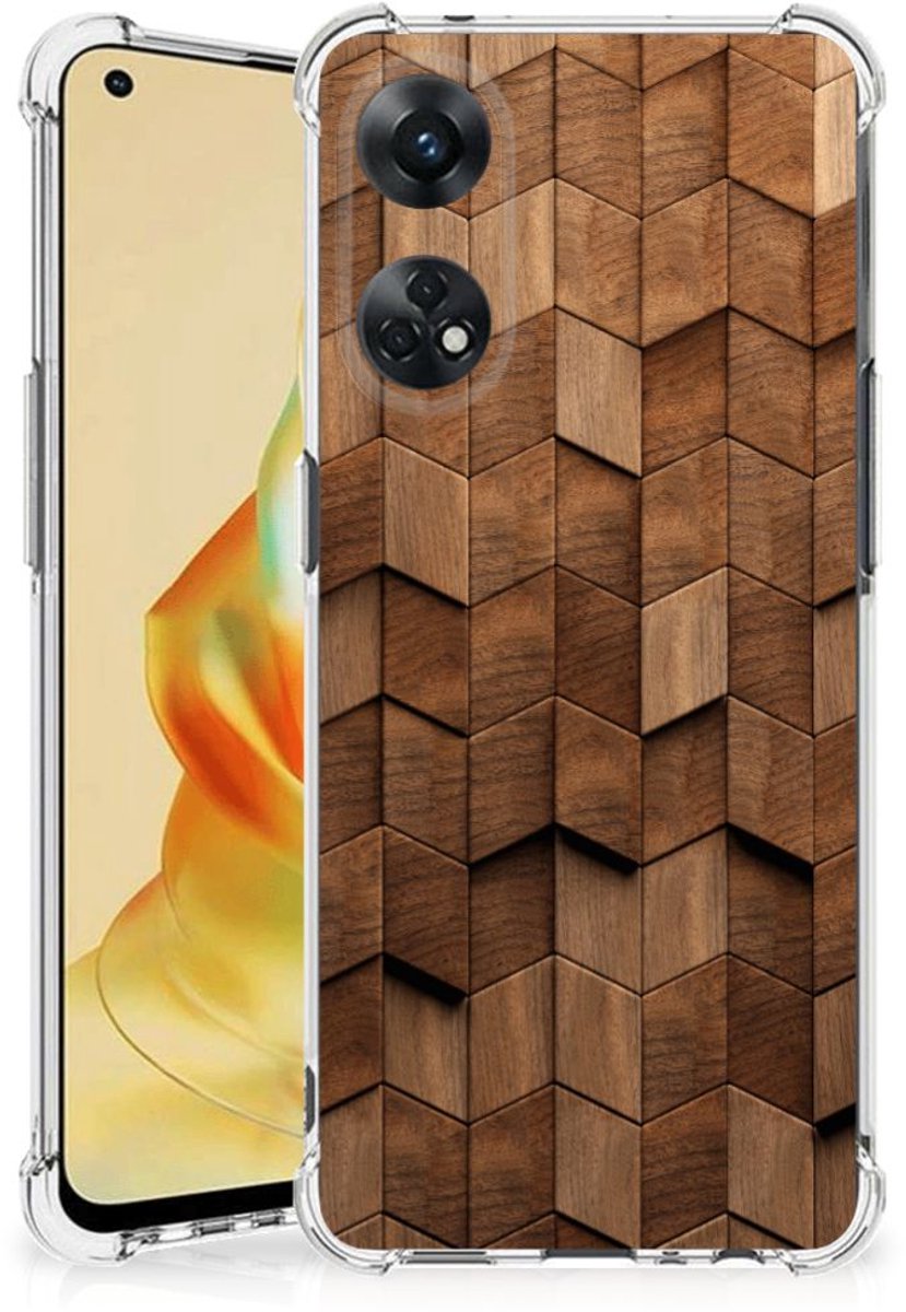 Stevig Telefoonhoesje voor OPPO Reno8 T 4G Wooden Cubes
