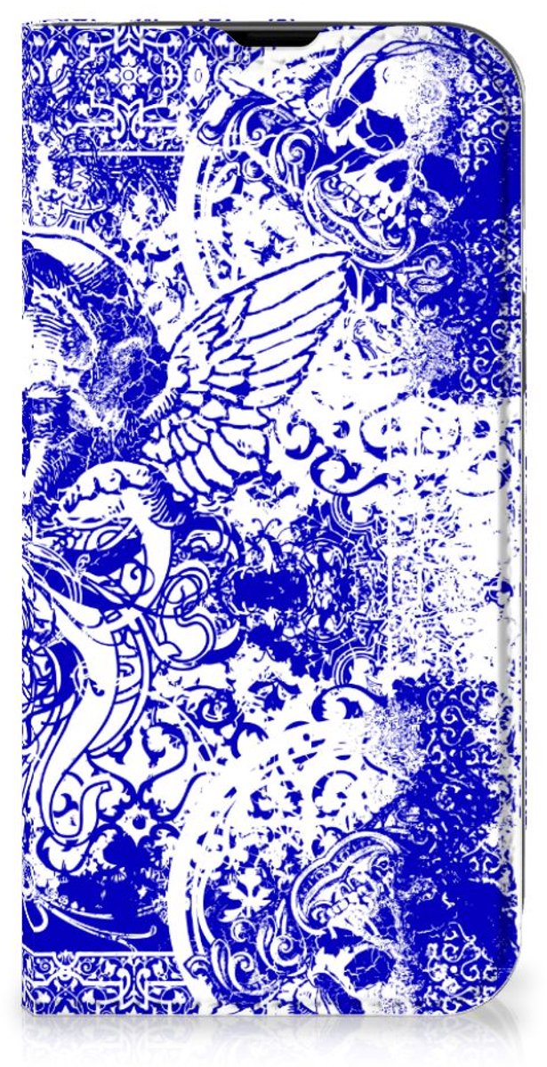 Book Case voor Mobiel BookCase iPhone 14 Angel Skull Blauw