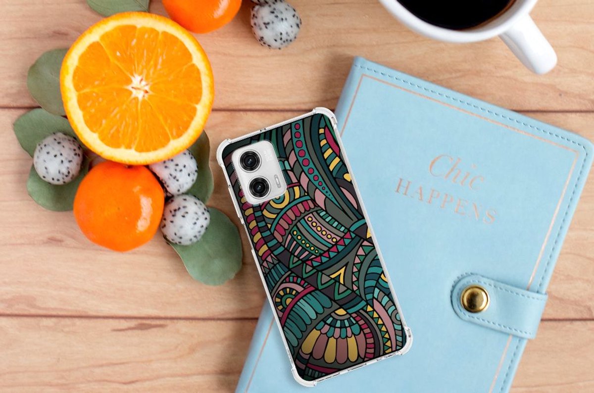 Motorola Moto G73 Doorzichtige Silicone Hoesje Aztec