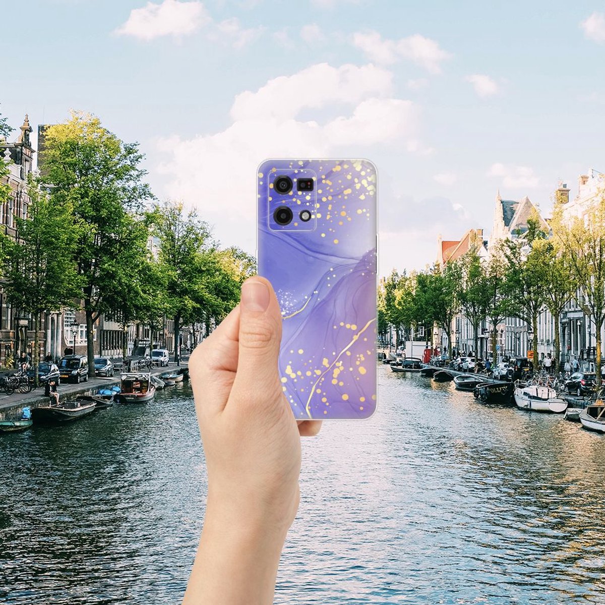 Hoesje maken voor OPPO Reno7 4G Watercolor Paars