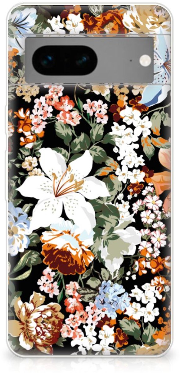 TPU Case voor Google Pixel 7 Dark Flowers