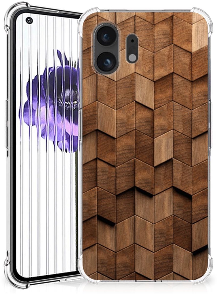 Stevig Telefoonhoesje voor Nothing Phone (2) Wooden Cubes