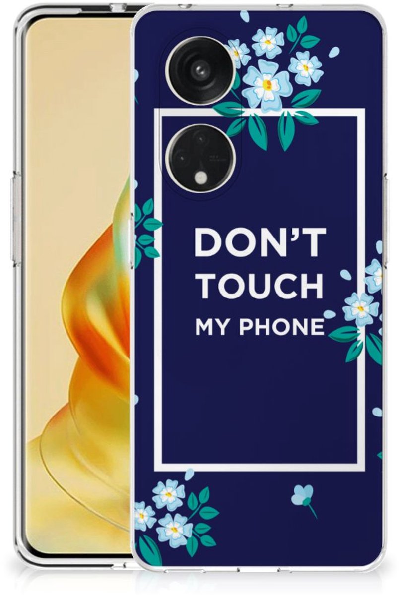 OPPO Reno8 T 5G Silicone-hoesje Flowers Blue DTMP