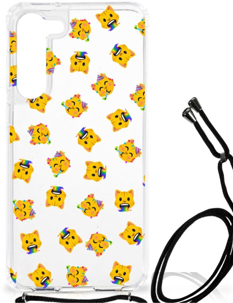 Doorzichtige Silicone Hoesje voor Samsung Galaxy S23 Plus Katten Emojis