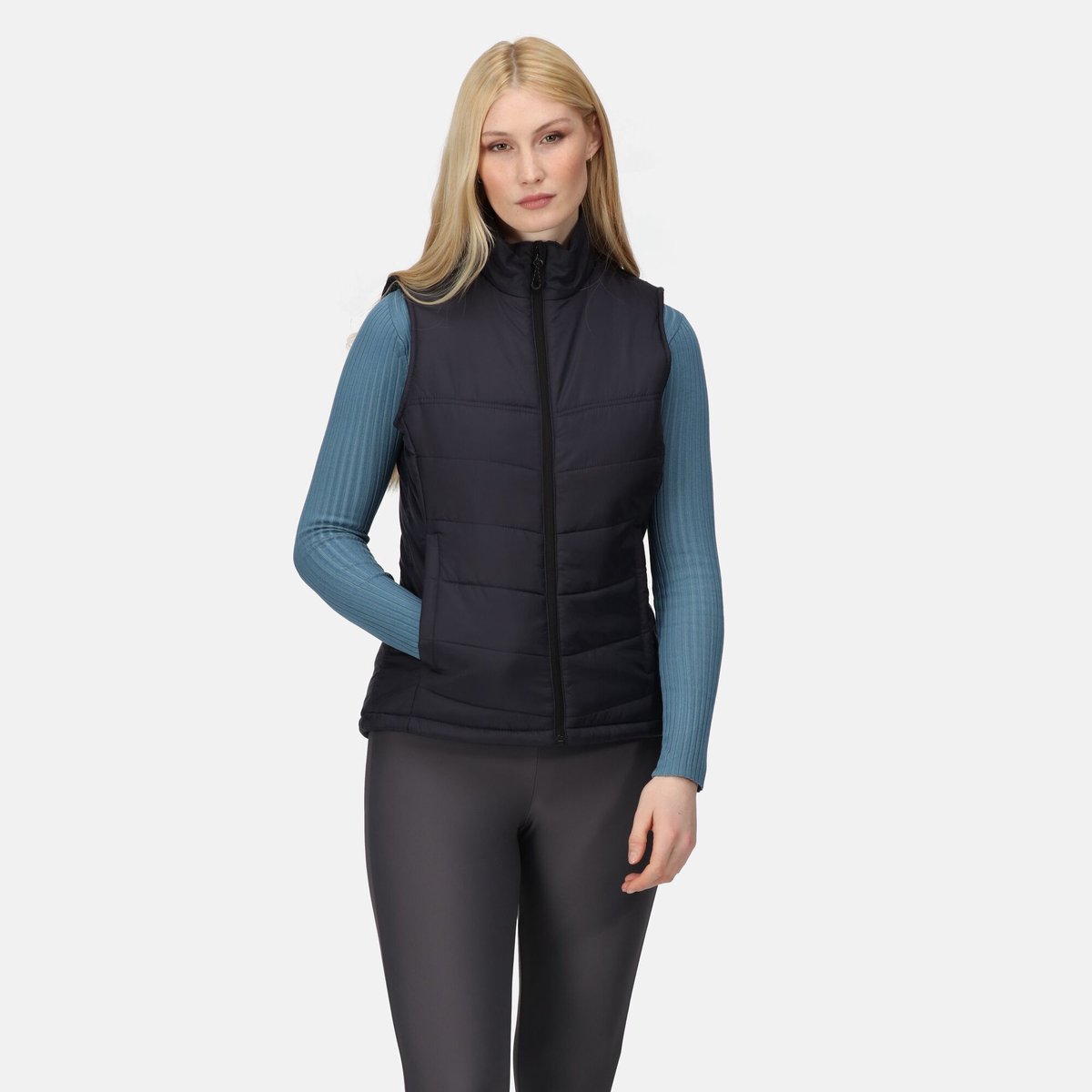 Jas Wandelen Dames Padded Design Voorkant Rits Blauw