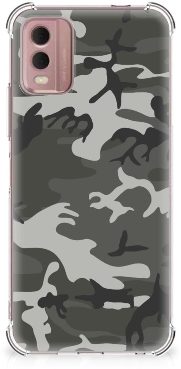 Nokia C32 Doorzichtige Silicone Hoesje Army Light
