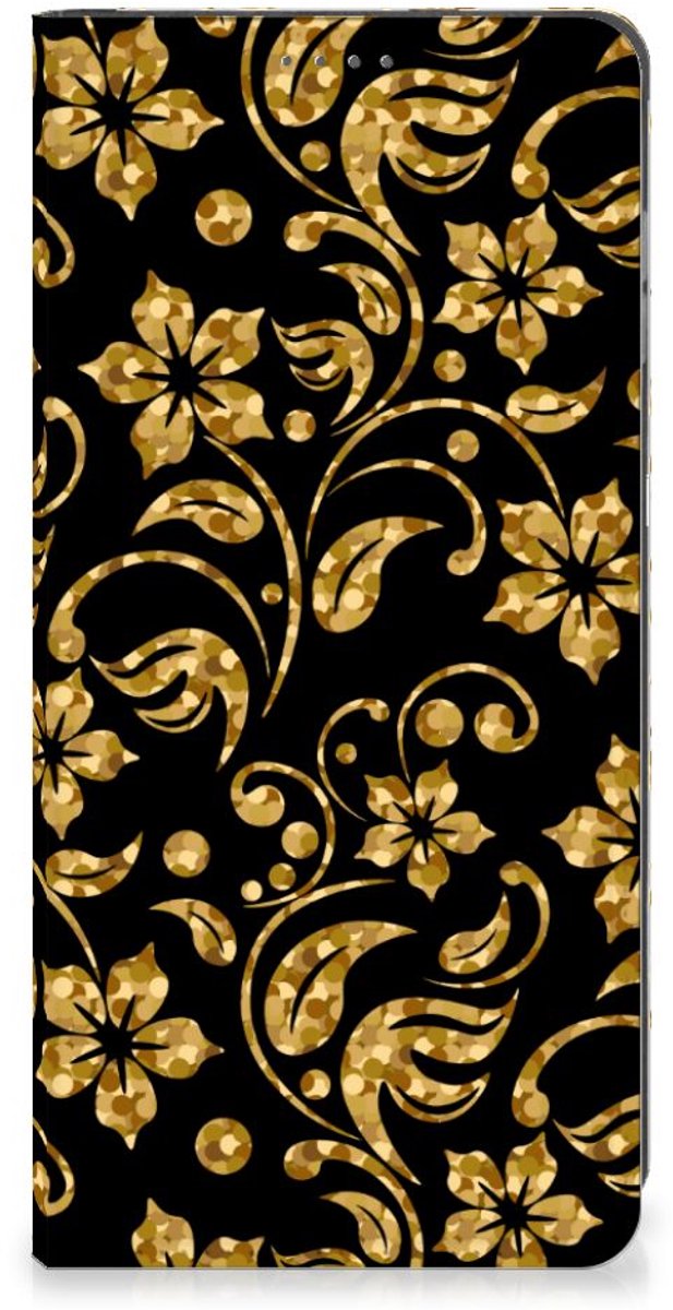 Motorola Moto G14 Smart Cover Gouden Bloemen