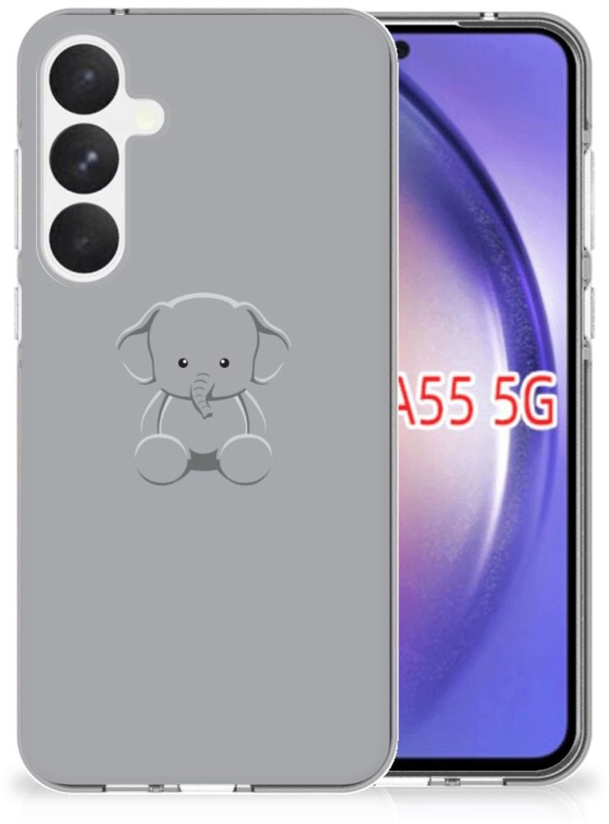 Samsung Galaxy A55 Telefoonhoesje met Naam Grijs Baby Olifant