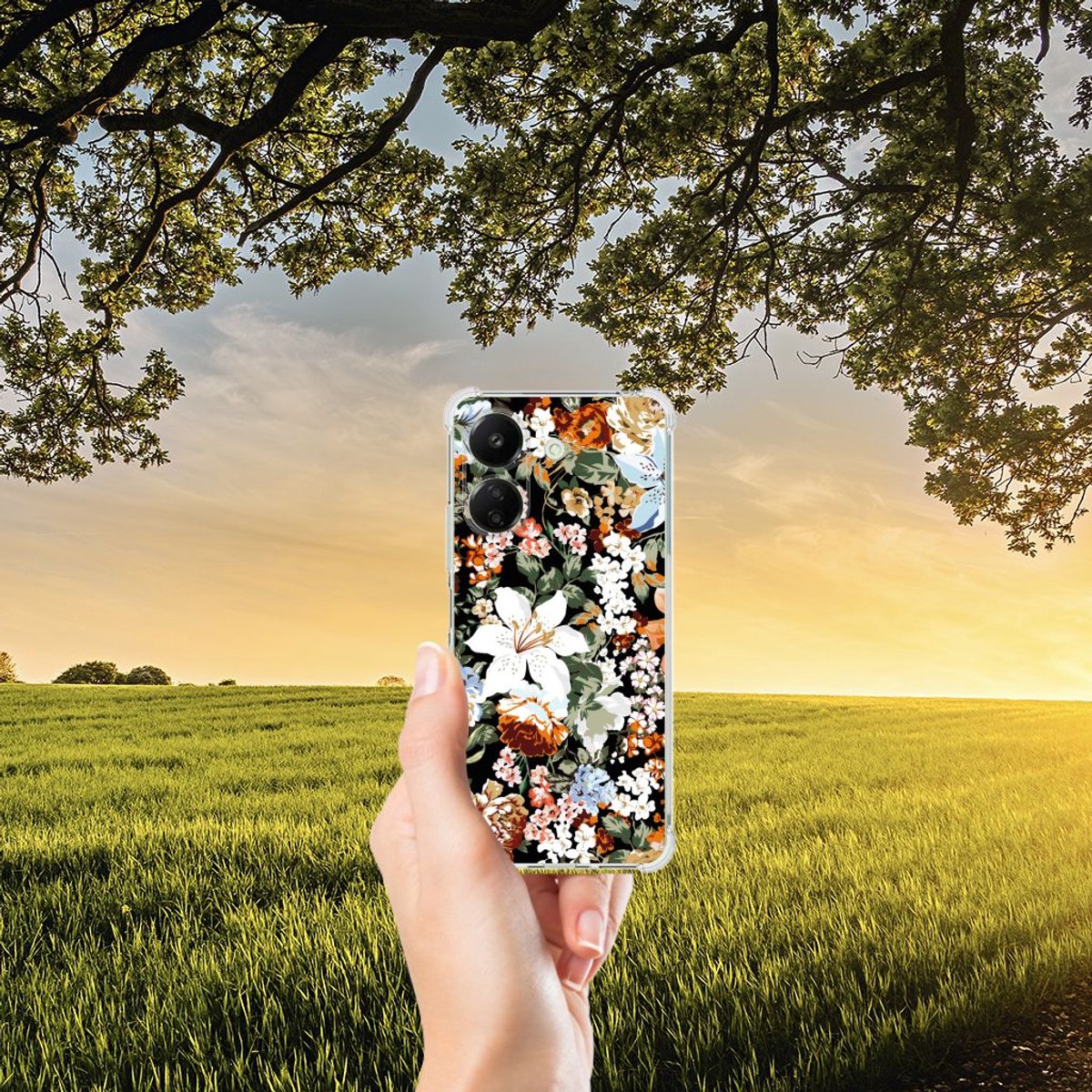 Case voor Xiaomi Redmi 13C 4G Dark Flowers