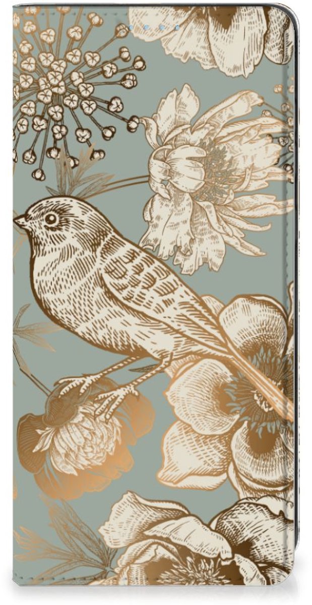 Smart Cover voor Samsung Galaxy A21s Vintage Bird Flowers