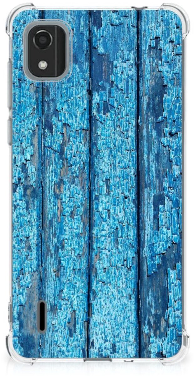 Nokia C2 2nd Edition Stevig Telefoonhoesje Wood Blue
