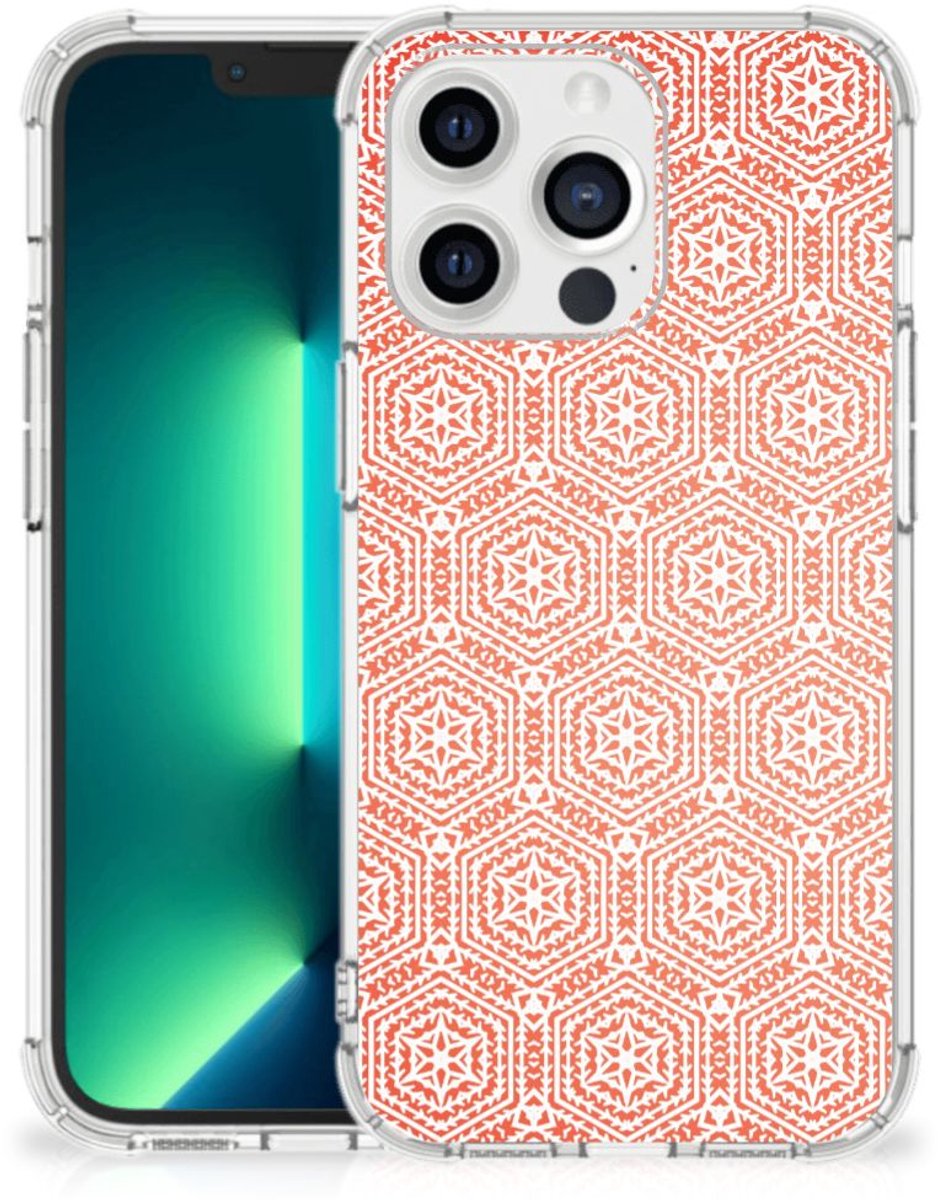 iPhone 13 Pro Max Doorzichtige Silicone Hoesje Pattern Orange