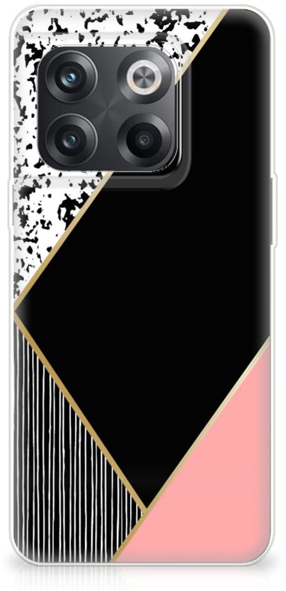 OnePlus 10T TPU Hoesje Zwart Roze Vormen