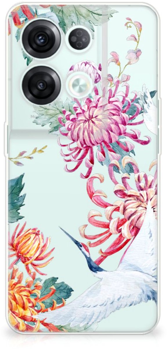 OPPO Reno8 Pro TPU Hoesje Bird Flowers