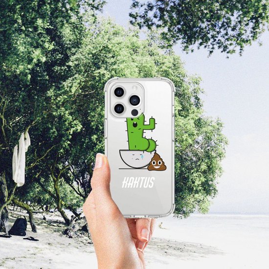 Coque en Siliconen pour iPhone 13 Pro Max avec bord transparent Cactus Poo