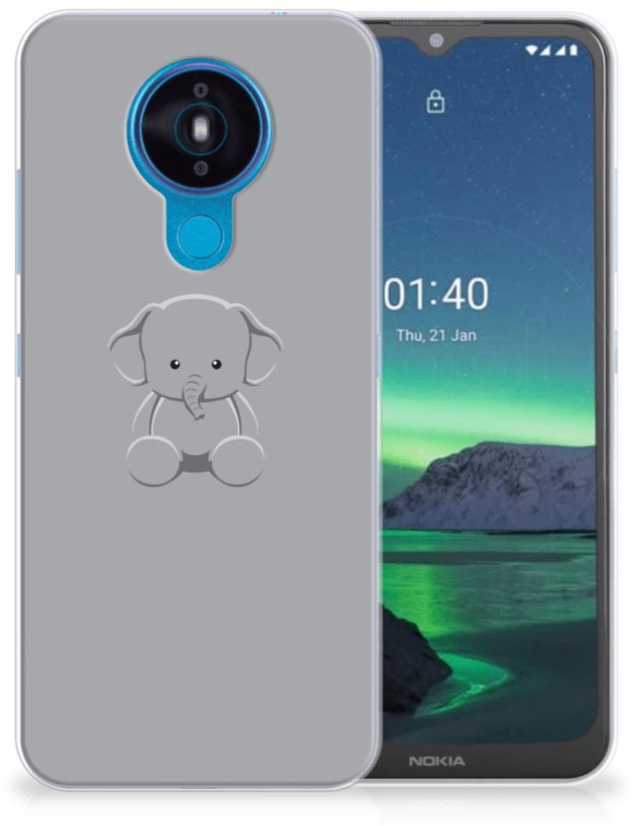 Nokia 1.4 Telefoonhoesje met Naam Grijs Baby Olifant