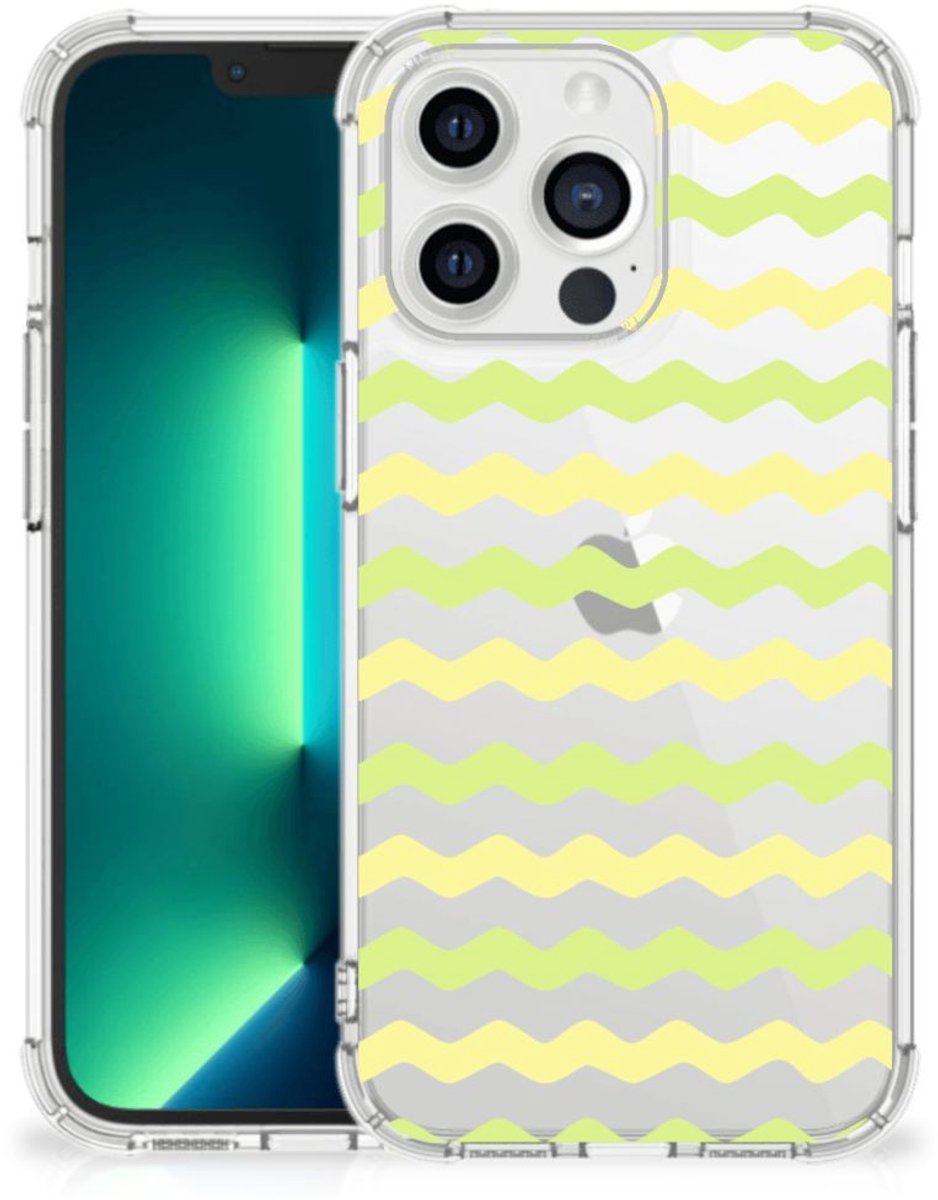 iPhone 13 Pro Max Doorzichtige Silicone Hoesje Waves Yellow