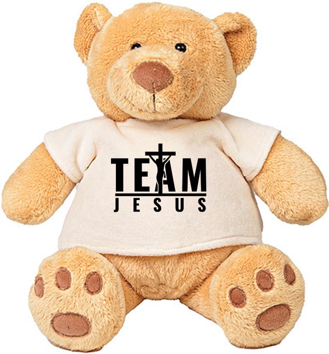 Pluche Beer Team Jesus - geloof - god - jezus - christelijk - knuffel - kado - beertje