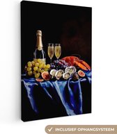 Tableau sur toile 80x120 cm - Décoration murale Champagne - Luxe - Huîtres - Décoration murale murale salon - Décoration chambre - Accessoires chambre - Peintures sur toile