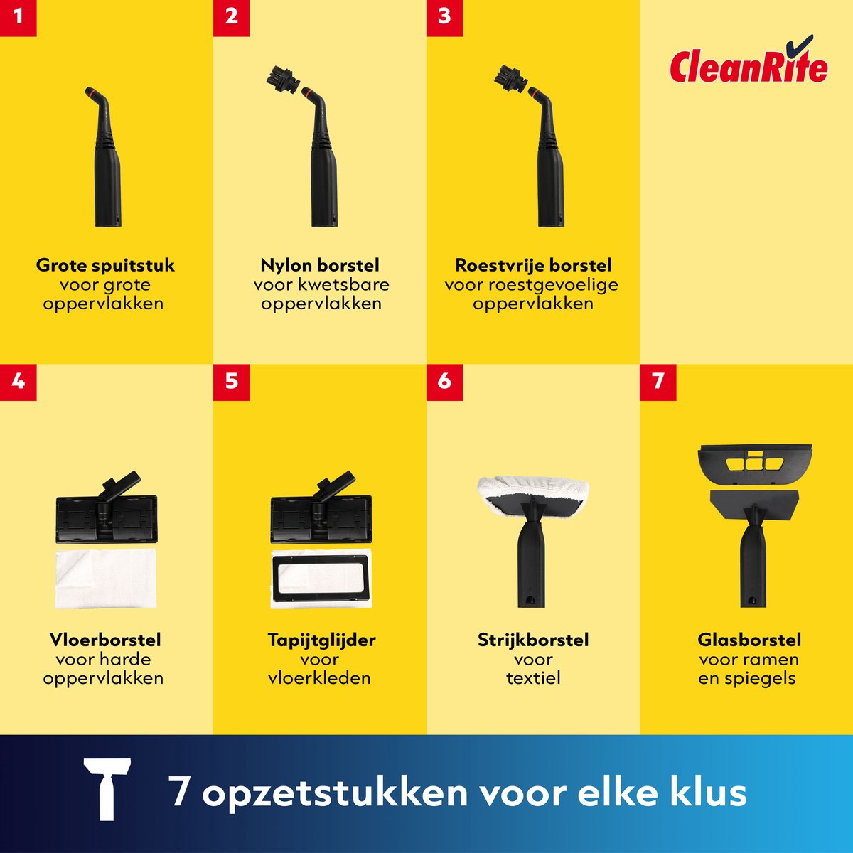 CleanRite Stoomreiniger Vloer 13-Delig - Bacteriënkiller thumbnail 4