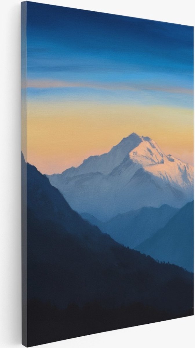 Saammp Canvas Schilderij - Bergtoppen - Natuur - Landschap - 30x40 - Foto op canvas - Wanddecoratie - Muurdecoratie Woonkamer - Slaapkamer decoratie - Canvas Print Multicolor
